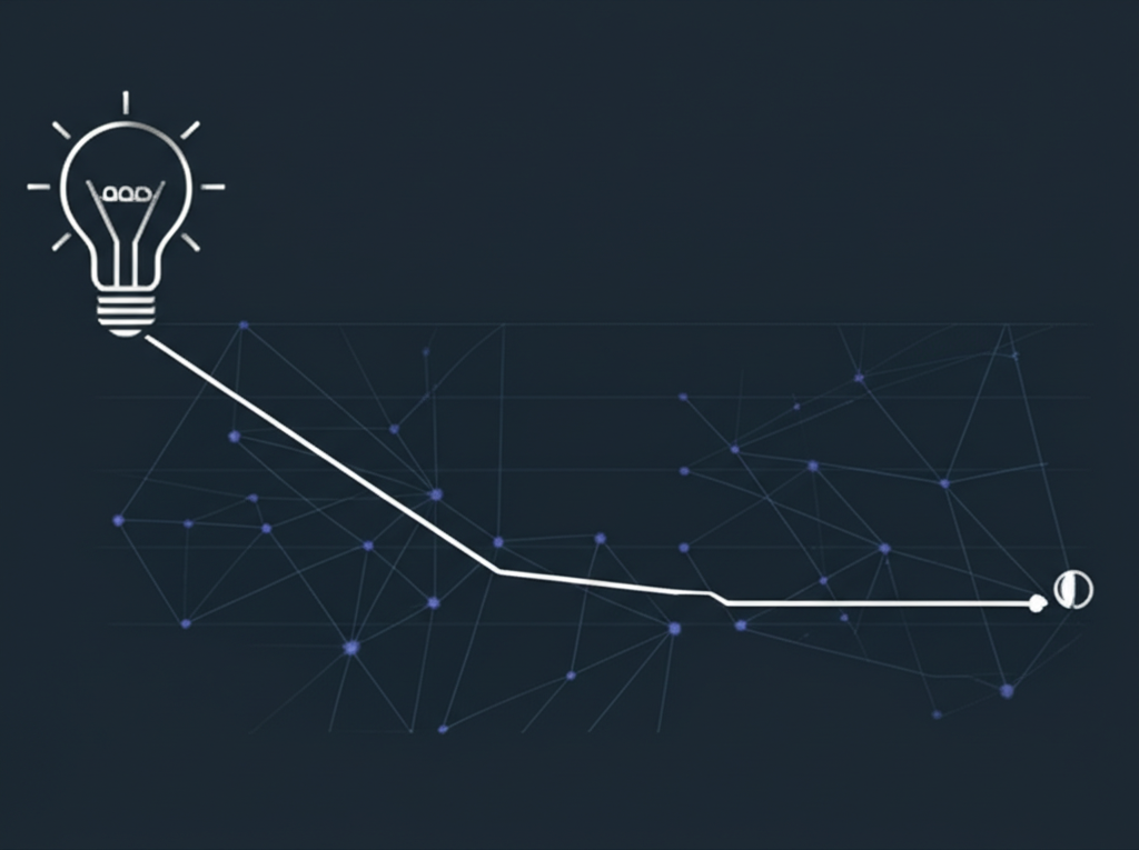Graphic showing a struggling business graph transforming into an upward trend with AI elements